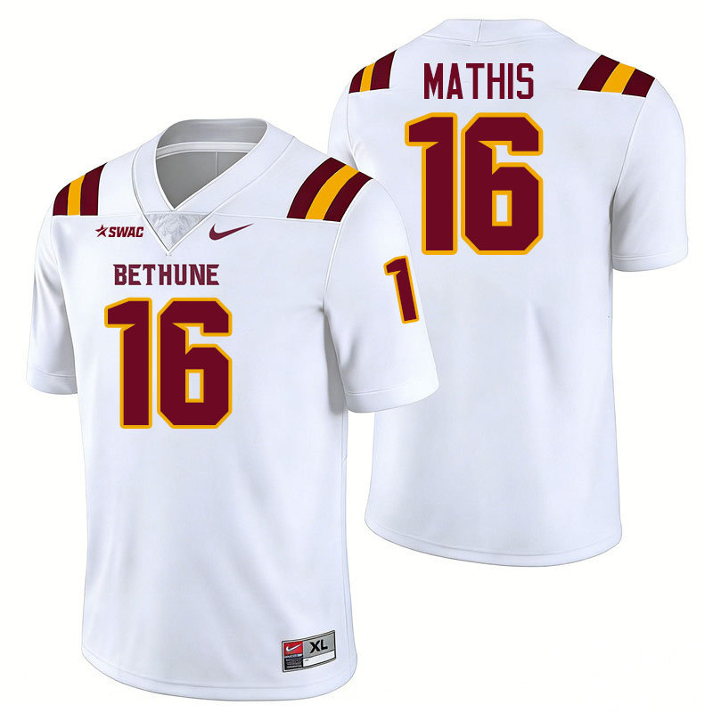 Bethune-Cookman Wildcats #16 Rashean Mathis College Football Jerseys,Uniforms-White